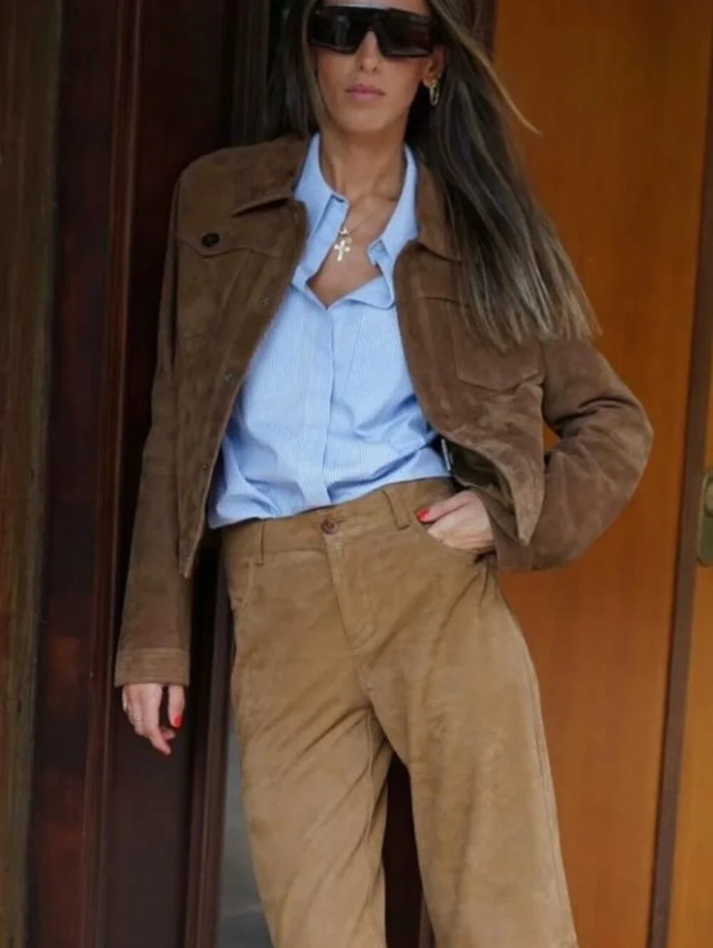 🫦ASH MYSTERY -NWT Suede FLARE pant - Picture 3 of 5